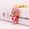 Chaveiro Gato da Sorte Cravejado com Diamantes Cool Hee Fofo Acessórios para Bolsa Feminina Pingente de Gatinho Metal Chaveiro Pequeno Presente 148