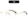 Moda Europea y Americana Nuevas Gafas de Sol Sin Montura Personalidad Versátil Estilo Callejero Gafas de Sol de Gama Alta Mismo Estilo que Influencers Gafas de Moda para Mujer