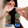 Aretes Étnicos Transfronterizos de Estilo Europeo y Americano de Alta Gama Largos con Cuentas y Borlas de Gota de Agua Joyería Bohemia para las Orejas
