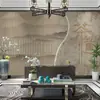 Ceremonia del té estilo chino alrededor de la montaña TV sala de estar dormitorio fondo papel tapiz Casa de té pared con ranura 8d tela para pared estudio de yoga decoración de pared papel tapiz