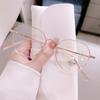 Transmisión en vivo nuevo marco de metal poligonal de moda para gafas para mujer, gafas lisas modernas con filtro de luz azul y armazón para miopía