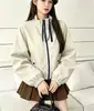 Elegante Chaqueta Corta con Cuello Alto para Mujer Primavera y Otoño 2026 Holgada Adelgazante Versátil Casual Ropa de Trabajo Chaqueta