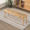 Popular Banco Nórdico de Madera Maciza y Ratán Taburete Redondo Moderno Simple Taburete de Noche Taburete para Cambiarse los Zapatos Silla de Comedor para Sala de Estar B&B Hogar