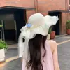 Sombrero de Playa de Paja Raffia Estilo Francés de Ala Ancha Sombrero de Protección Solar para Vacaciones en la Costa 2026 Nuevo Diseño Hueco Sombrero de Paja Parasol para Mujer