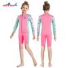 Traje de buceo infantil nuevo de 2.5 mm para niñas, dividido, de manga larga y shorts, cálido, traje de baño para snorkel, surf, buceo