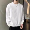 Camiseta de Manga Larga para Hombre Primavera y Otoño Marca de Moda Jacquard Casual Cuello Redondo Sudadera de Manga Larga Atractiva Versátil Holgada