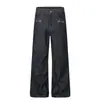 G60009 High Street Estilo Americano Unissex Tendência Lavado Cor Original do Jeans Design com Fivela de Metal Jeans Retrô Solto Masculino