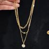 Collar de cadena multicapa de moda para mujer con cadena de clavícula chapada en metal caliente de Amazon con explosiones transfronterizas entre Europa y Estados Unidos