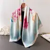 Nuevo Color Nacional Peonía Seda Imitación Alta Gama Estampado Bufanda Cuadrada Grande Bufanda de Seda Chal Pañuelo para la Cabeza Protector de Cuello Bufanda para el Cuello Bufanda Decorativa