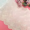 Algodón grande bordado por punzonado de computadora código de barras 21 cm encaje de bordado de algodón hueco accesorios de bordado para ropa de niños falda