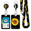 Girasol Dibujo Animado Cachorro Dinosaurio Estampado Colorido Retráctil Hebilla de Fácil Extracción Portatarjetas de Identificación para Teléfono Set de Cordón Portatarjetas