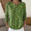 Sudadera con Botones y Cuello en V de Nuevo Estilo Transfronteriza de Manga Larga Otoño e Invierno con Estampado Moda Personalizada Chaqueta Suéter Casual para Mujer