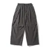 Pantalones cargo retro estilo japonés de bolsillo grande para hombre, pantalones largos rectos holgados de pierna ancha con cordón para primavera y otoño, pantalones casuales de talla grande para hombre