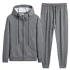 Conjunto de Cardigan com Capuz Masculino para Primavera e Outono Conjunto de Duas Peças Masculino para Esportes de Inverno Conjunto de Moletom e Calça de Moletom Solto Casual para Jovens e Meia-Idade