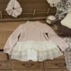 Camiseta Interior para Niña con Rodillos Grandes y Pequeños, 25 Otoño Profundo e Invierno Nuevo, Camiseta de Forro Polar Integrada de Cuello Medio, Color Sólido, Dobladillo de Encaje