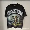 2025S Transfronterizo Em Marca Americana de Moda Ángel Retro Logo de Diamantes Calientes Hip-Hop Holgado Manga Corta Estampado Completo Camiseta de Pareja