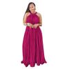 K10449 Amazon Explosões Moda Transfronteiriça Europeia e Americana Vestido Feminino Sem Mangas Ombro Seda Dobrado