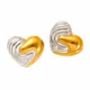 Pendientes de Acero Inoxidable Color Dorado a Juego de Lujo Ligero con Forma de Corazón para Mujer, Pendientes de Acero de Titanio Europeos y Americanos de Alta Gama, Venta al por Mayor
