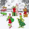 Nuevas Estacas de Suelo Navideñas Perro Grinch Cartel de Jardín Estacas Impermeables para Fiesta al Aire Libre Césped Patio