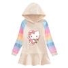 Vestido suéter para niña Primavera y Otoño Longitud media 2022 vestido de otoño para niños top con capucha de manga larga de kt cat para niños