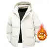Chaqueta de algodón con capucha de color liso estilo americano de moda para hombre, nueva colección de invierno 2026, abrigo acolchado casual, engrosado y cálido, prenda exterior extragrande