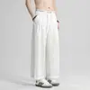 Calças Cropped Wide-Leg Masculinas Verão 2026 Novo Estilo Calças Casuais Calças Balão Finas Soltas Caimento Fluido Calças Esportivas
