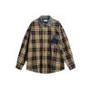 YUU Niche Design Sense Estilo Americano Costura Gola Manga Longa Camisa Xadrez Unissex Solta Camisa Casual CS189