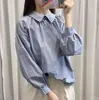 Camisa de manga larga tipo linterna con cuello de bebé para mujer, reduce la edad, 2026 primavera y otoño, retro coreano, camiseta básica, top versátil y moderno