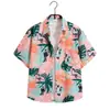 Camisa Floral Versátil de Manga Curta para Férias na Praia Transfronteiriças Estilo Havaiano Retro Bonito Camisa de Praia Solta Masculina