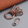 Llavero Colgante de Cuero para Hombres y Mujeres de Metal de Nicho Cubierta de Llave de Cobre Retro Cuerda Anillo de Llavero con Resorte Hebilla Colgante de Joyería