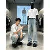 Jeans Lavado Rasgado Retro Americano Novo Outono 2026 para Homens, Calças Largas Retas Soltas, Tendência Streetwear