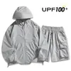 Traje de Protección Solar para Hombre Nuevo Verano Ropa de Protección Solar Shorts de Secado Rápido Transpirables para Exteriores Ropa Casual para Pareja Traje Anti-UV