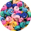 Fatias Coloridas de Argila Macia Desenhos Animados de Frutas Letras em Inglês Perfuradas Conjunto de Argila Macia Material de Argila Macia para Pulseira