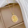 Acero de Titanio Forma de Huevo Perla Retrato Estilo Palacio Elegante Collar Completamente Incrustado de Diamantes para Mujer Cadena Versátil para Clavícula Cadena de Acero de Titanio