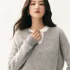 Suéter de Cachemira de Punto Cálido para Mujer, Color Sólido, Cuello Redondo en U, Manga Larga Suelta, Otoño Invierno, Nuevo Top Suave de Capa Base