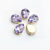 Taladro de vidrio de alta calidad con forma de gota de agua y base puntiaguda, con diamantes de imitación dorados, para coser a mano, para ropa, zapatos, bolsos y accesorios de joyería.