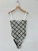 [2 Colores] Estilo Ins Nuevo Nicho Retro Estampado Cuadros Sencillo Mono Tubo Strapless Traje de Baño de Vacaciones para Mujer