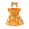 Vestido de verano para niña recién nacida de 0 a 1 año, bonito conjunto de dos piezas con lazo y mangas voladoras, estilo europeo y americano