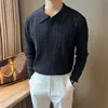 Suéter Masculino Estilo Old Money con Cuello Henley, Tejido de Punto de Manga Larga de Lujo y Sofisticado para Negocios para Primavera, Otoño e Invierno, Venta al por Mayor desde Fábrica Transfronteriza