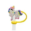 Cubierta de Popote de Silicona de Unicornio de Dibujos Animados Forma de Caballo Pequeño Compatible con Botella de Agua Stanley Tapa de Popote a Prueba de Polvo y Manchas