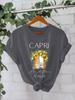 Camiseta de algodón puro de verano europeo y americano, manga corta, cuello redondo, comercio exterior transfronterizo, camiseta estampada con patrón americano, fábrica de comercio exterior femenina
