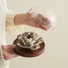 Accesorios de Flor de Porcelana para Uso Doméstico, Soporte de Madera Maciza de Alta Gama para Interiores, Trípode Tallado a Mano, Base de Adorno Vintage Estilo Chino con Forma de Bola