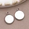10 Tipos de Bases Redondas de Acero Inoxidable para Piedras de Tiempo con Colgantes Únicos de Color Acero de 6-30 mm Integrados, Accesorios para Joyería Hecha a Mano DIY
