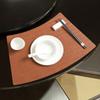 Abanico Forma Nuevo Estilo Chino Hotel Patrón Espiga de Arroz Cuero Mesa Redonda Mantel Individual para Mesa de Comedor Mantel Individual a Prueba de Aceite Mantel para Vajilla Aislamiento Antideslizante