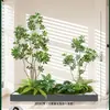Combinação Paisagística de Plantas Artificiais Verdes Estilo Tropical com Vasos para Escadas Internas e Varandas, Plantas Verdes Grandes para Decoração de Casa, Sem Manutenção