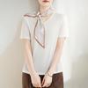 Camiseta holgada informal de manga corta con cuello en V y ácido acético para mujer, camiseta adelgazante, novedad de verano de 2025