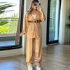 Conjunto de Dos Piezas para Mujer de Otoño Estilo Europeo y Americano de Gama Alta Manga Larga Holgado Estampado de Leopardo Moda Casual Traje de Mujer Otoño de Mujer