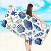 Toalla de playa de microfibra con diseño de conchas y estrellas de mar transfronteriza de Amazon, toalla de baño para natación al aire libre en la playa, absorbente, de secado rápido, portátil