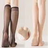 Calcetines Transparentes hasta la Pantorrilla, Calcetines Blancos, Calcetines JK Estilo Japonés Antideslizantes de Media Pantorrilla, Medias de Terciopelo Ultra Transparentes Adelgazantes de Verano