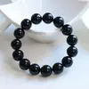 Pulsera de Pareja Negra Simple Ágata Imitación Obsidiana Cadena de Pulsera de Cristal para Hombres y Mujeres para Enviar a Novia Regalo del Día del Estudiante